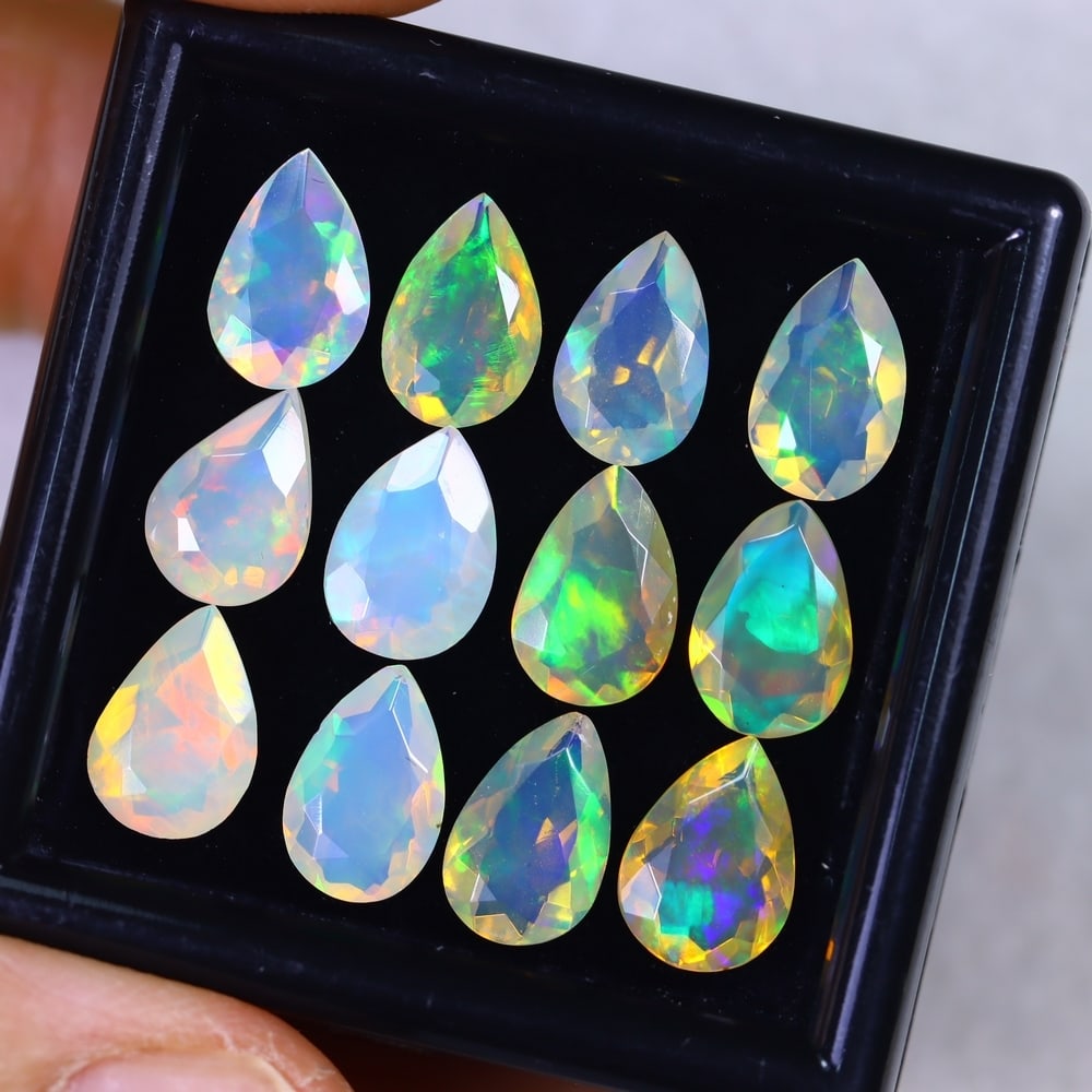 11.79Ct Welo Opal Lot - Ethiopian Opal - Pear Faceted: Ksmith Jewels Global Welcome to our auction house, today auction brought to you by Ksmith Jewels Global based in Penang, Malaysia specialize in all kinds of opal and color gemstone both in manufacturi