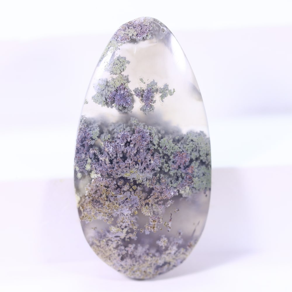 42.31Ct Moss Agate Cabochon - Polished - 39x20 mm Approx: Ksmith Jewels Global Welcome to our auction house, today auction brought to you by Ksmith Jewels Global based in Penang, Malaysia specialize in all kinds of opal and color gemstone both in manufacturi