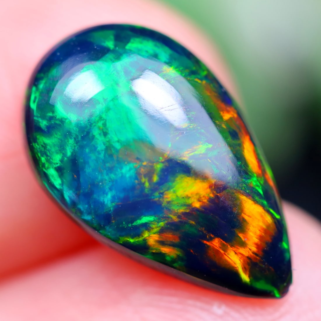 2.34Ct Natural Ethiopian Welo Smoked Opal - Ethiopian Opal - Pear Cabochon (1 of 5)