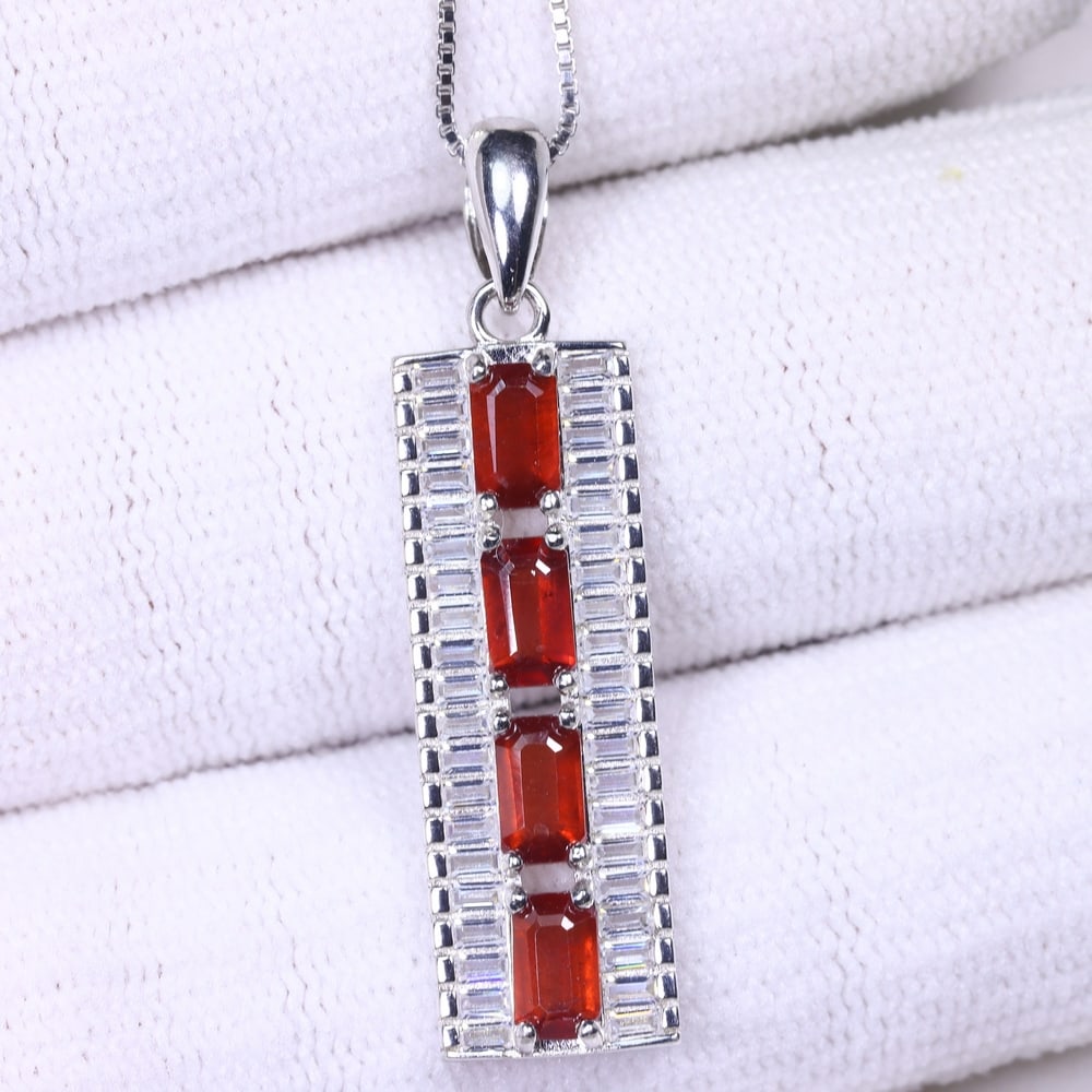 Ruby Necklace - 925 Sterling Silver - Plated 14k White Gold (1 of 3)