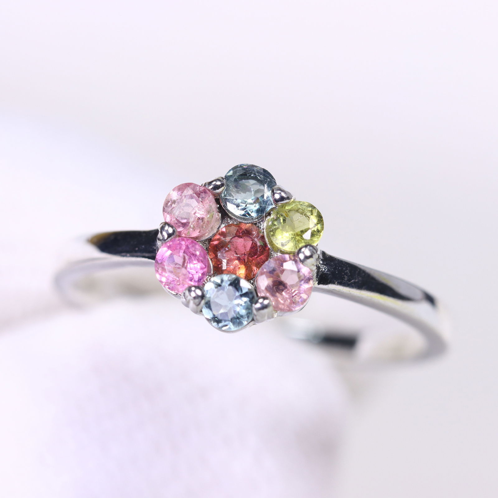 Ring US7.75 Tourmaline - 925 Sterling Silver - Plated 14k White Gold (1 of 4)