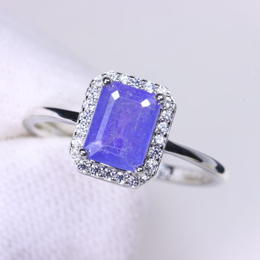 Ring US9 Tanzanite - 925 Sterling Silver - Plated 14k White Gold (1 of 3)