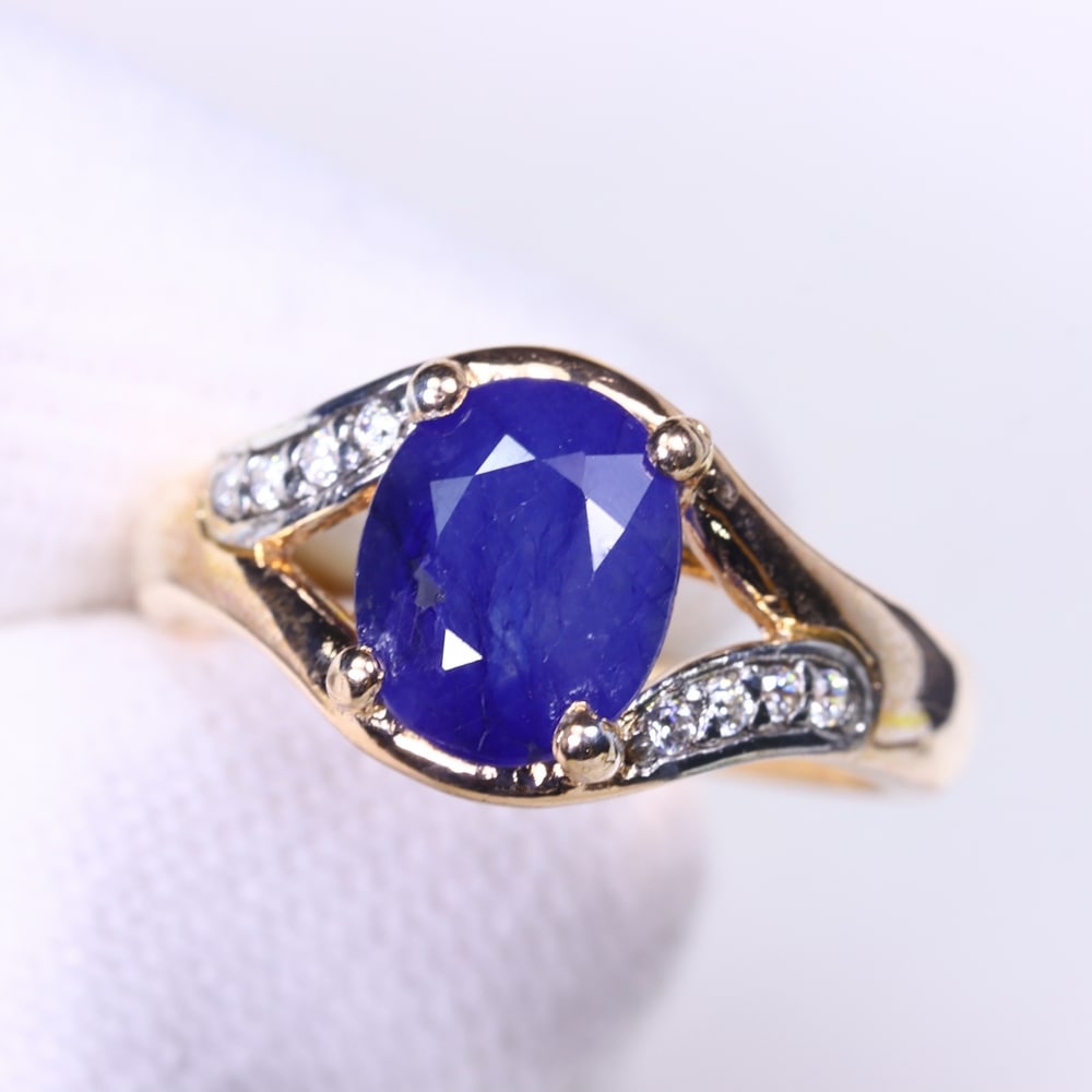 Ring US5.25 Sapphire & Zircon - 925 Sterling Silver - Rose Gold Plated (1 of 4)