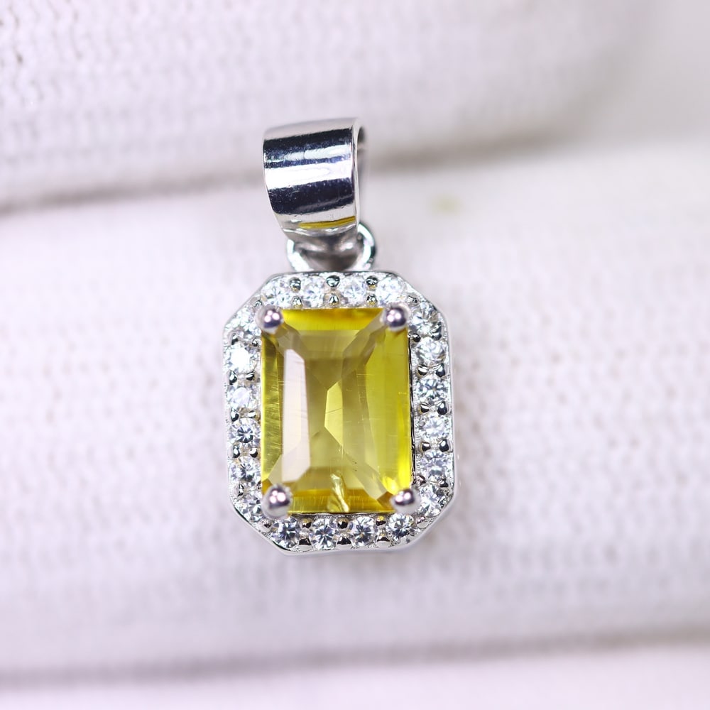 Pendant Citrine & Zircon - 925 Sterling Silver - White Gold Plated: Ksmith Jewels Global Welcome to our auction house, today auction brought to you by Ksmith Jewels Global based in Penang, Malaysia specialize in all kinds of opal and color gemstone both in manufacturi