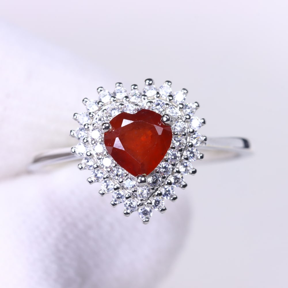 Ring US8.5 Ruby 6mm - 925 Sterling Silver - Plated 14k White Gold (1 of 4)