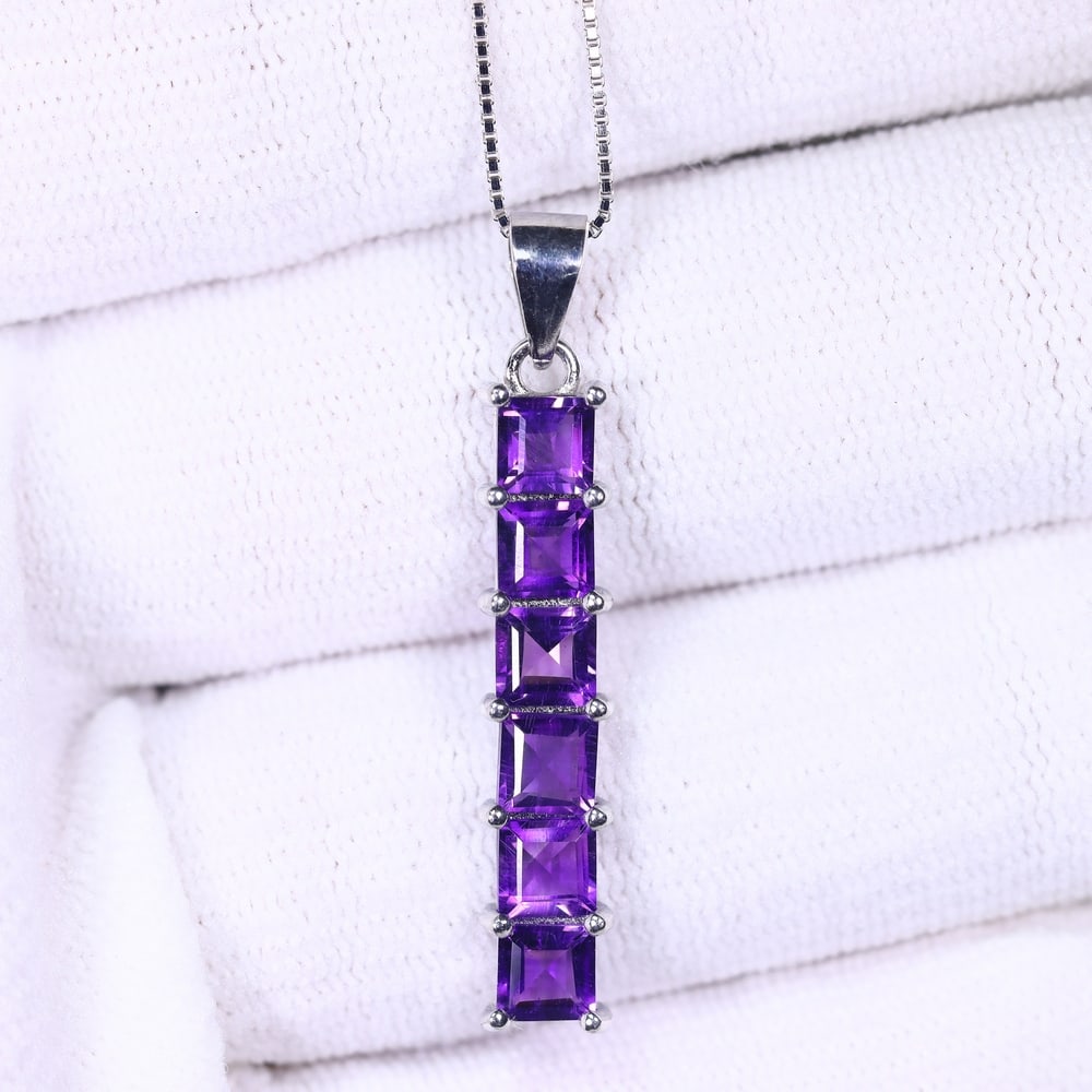 Amethyst Necklace 18 inches - 925 Sterling Silver - Plated White Gold (1 of 3)