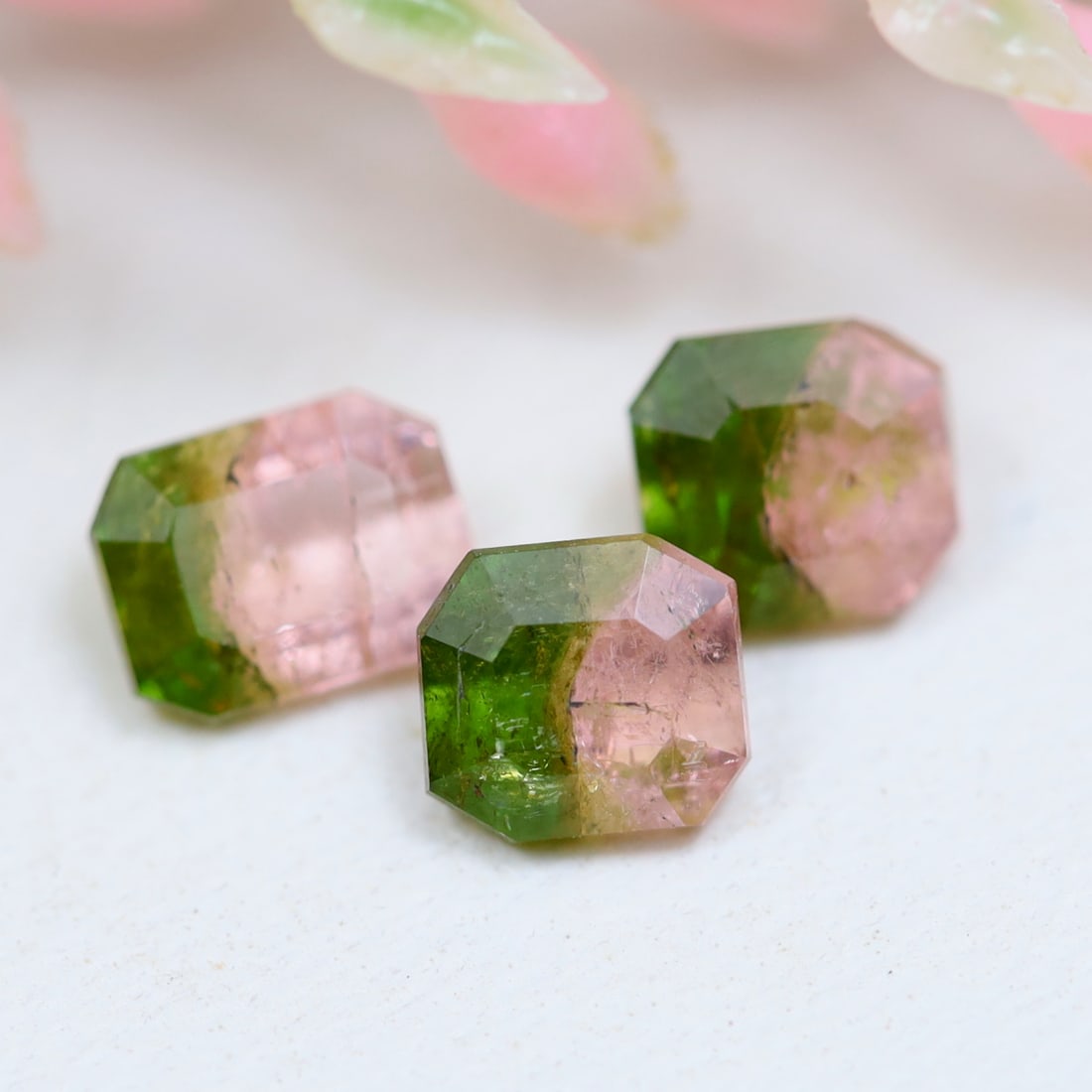 Tourmaline 1.08Ct Emerald Cut Natural Bi-Color Afghanistan Tourmaline In Lots (1 of 2)