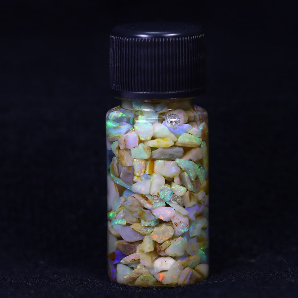 Australian Lightning Ridge Crystal Black Opal Rough Chip Jar (Good For Display) (1 of 2)