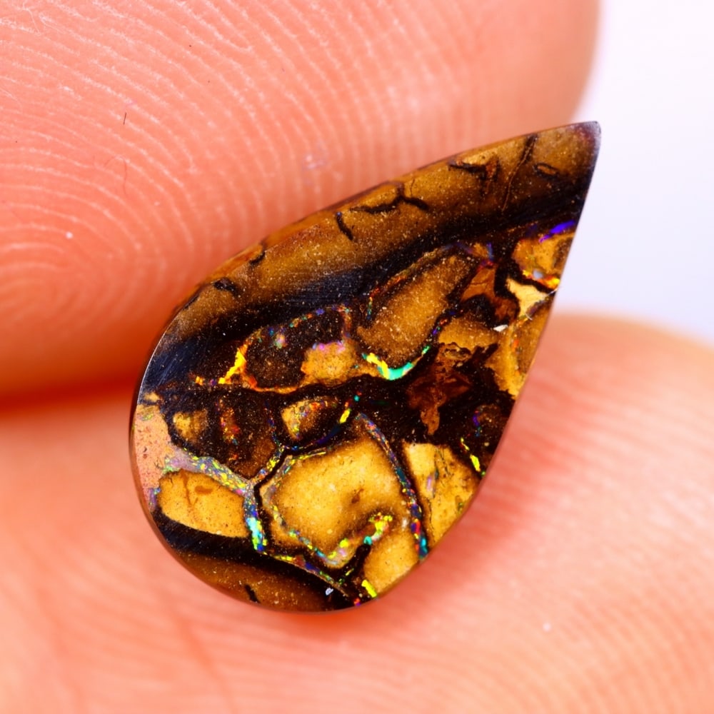 2.39Ct Koroit Boulder Opal Polished - Australian Opal - Pear Cabochon: Ksmith Jewels Global Welcome to our auction house, today auction brought to you by Ksmith Jewels Global based in Penang, Malaysia specialize in all kinds of opal and color gemstone both in manufacturi