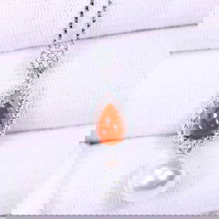 Coral & Pearl Necklace 18 inches - 925 Sterling Silver - Plated White Gold: Ksmith Jewels Global Welcome to our auction house, today auction brought to you by Ksmith Jewels Global based in Penang, Malaysia specialize in all kinds of opal and color gemstone both in manufacturi