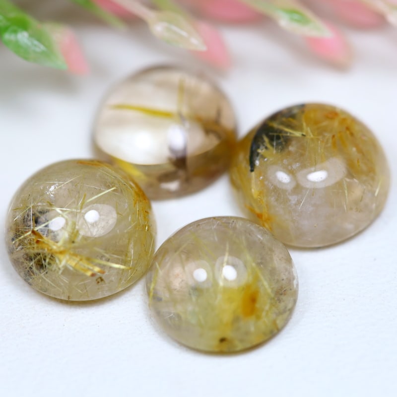 4 PCS Quartz 16.02Ct Natural Golden Rutiled Quartz Cabochon: Ksmith Jewels Global Welcome to our auction house, today auction brought to you by Ksmith Jewels Global based in Penang, Malaysia specialize in all kinds of opal and color gemstone both in manufacturi