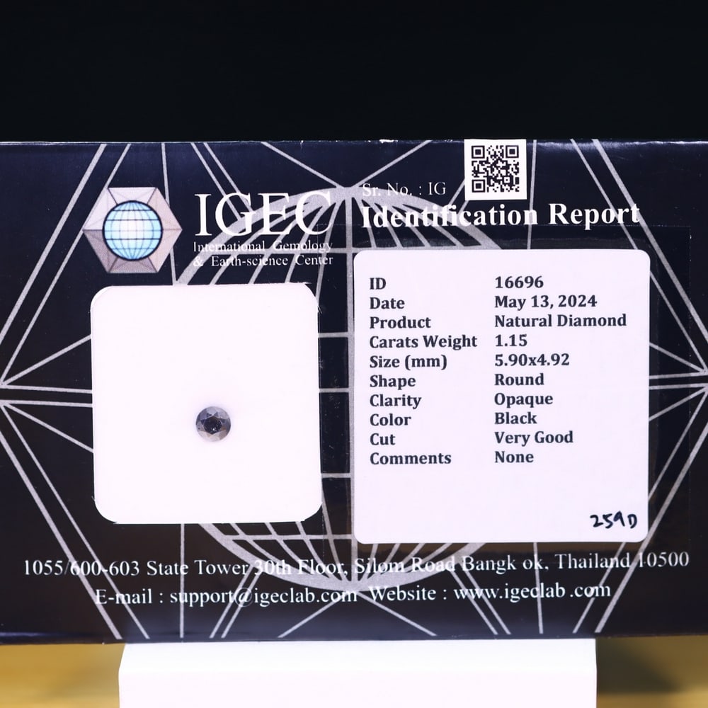 1.15ct IGEC Certified Black Diamond 5.90mm - Natural Diamond, Loose Diamond: Ksmith Jewels Global Welcome to our auction house, today auction brought to you by Ksmith Jewels Global based in Penang, Malaysia specialize in all kinds of opal, diamond and color gemstone both in ma