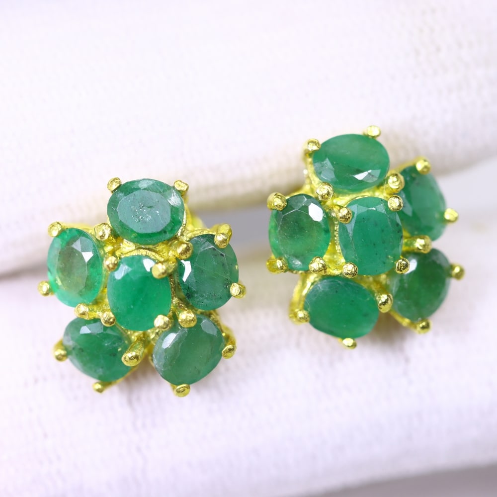 Earring Emerald - 925 Sterling Silver - 18k Gold Plated: Ksmith Jewels Global Welcome to our auction house, today auction brought to you by Ksmith Jewels Global based in Penang, Malaysia specialize in all kinds of opal and color gemstone both in manufacturi
