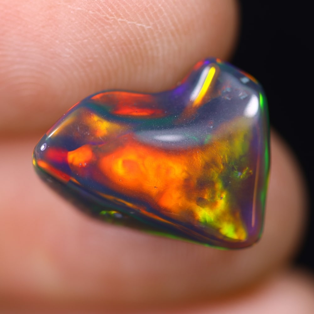 3.68Ct Natural Freeform Black Opal - 15x12x5mm - Polished Rough (1 of 8)