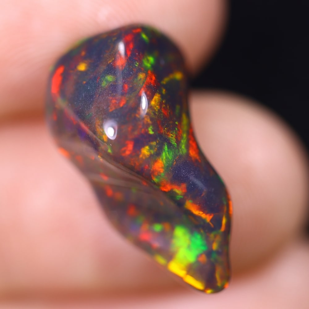 6.09Ct Natural Freeform Black Opal - 21x11x8mm - Polished Rough (1 of 7)