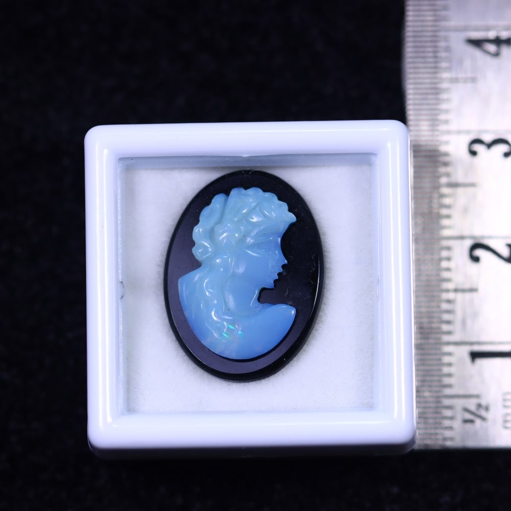Natural Lightning Ridge Opal Carving on Black Onyx (1 of 2)