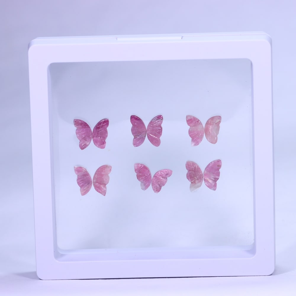 6 Pairs of Natural Tourmaline Butterfly Carving, Size 12x12mm (approx): Ksmith Jewels Global Welcome to our auction house, today auction brought to you by Ksmith Jewels Global based in Penang, Malaysia specialize in all kinds of opal and color gemstone both in manufacturi