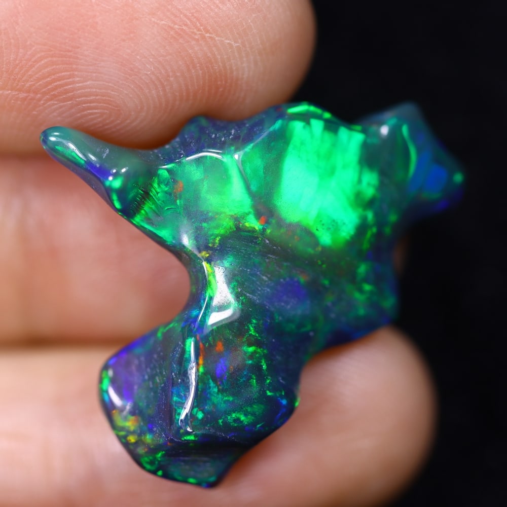 11.32Ct Natural Freeform Black Opal - 26x22x6mm - Polished Rough (1 of 6)