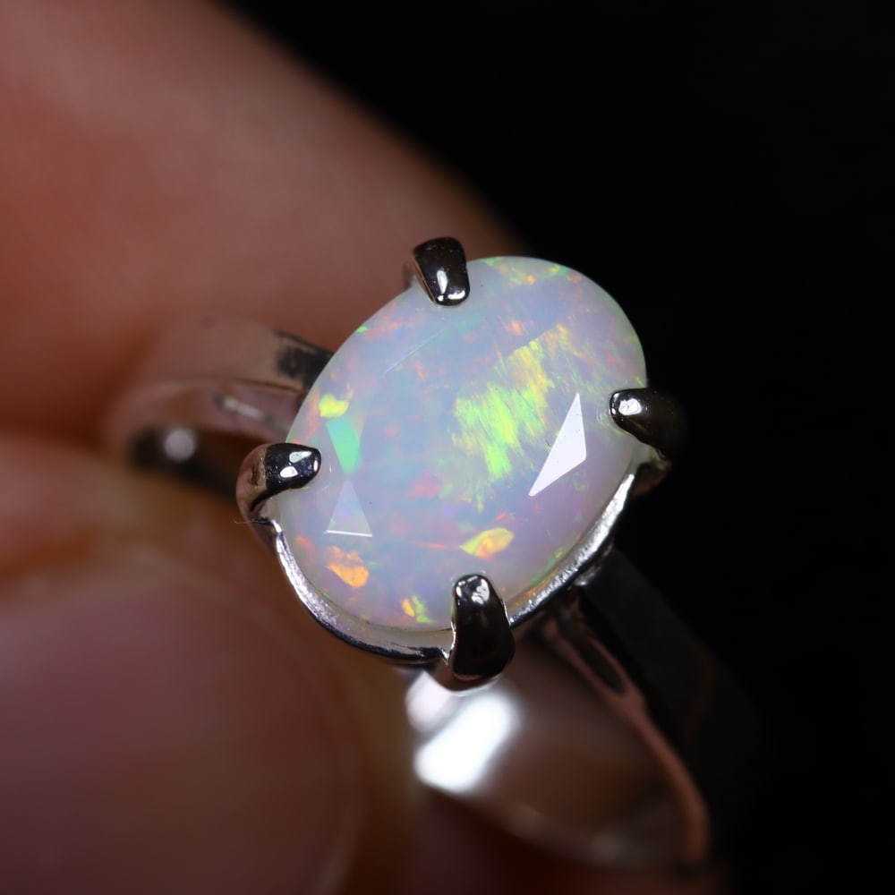 3.11 Natural Opal Stone Sterling Silver 925 Ring (Adjustable) (1 of 6)