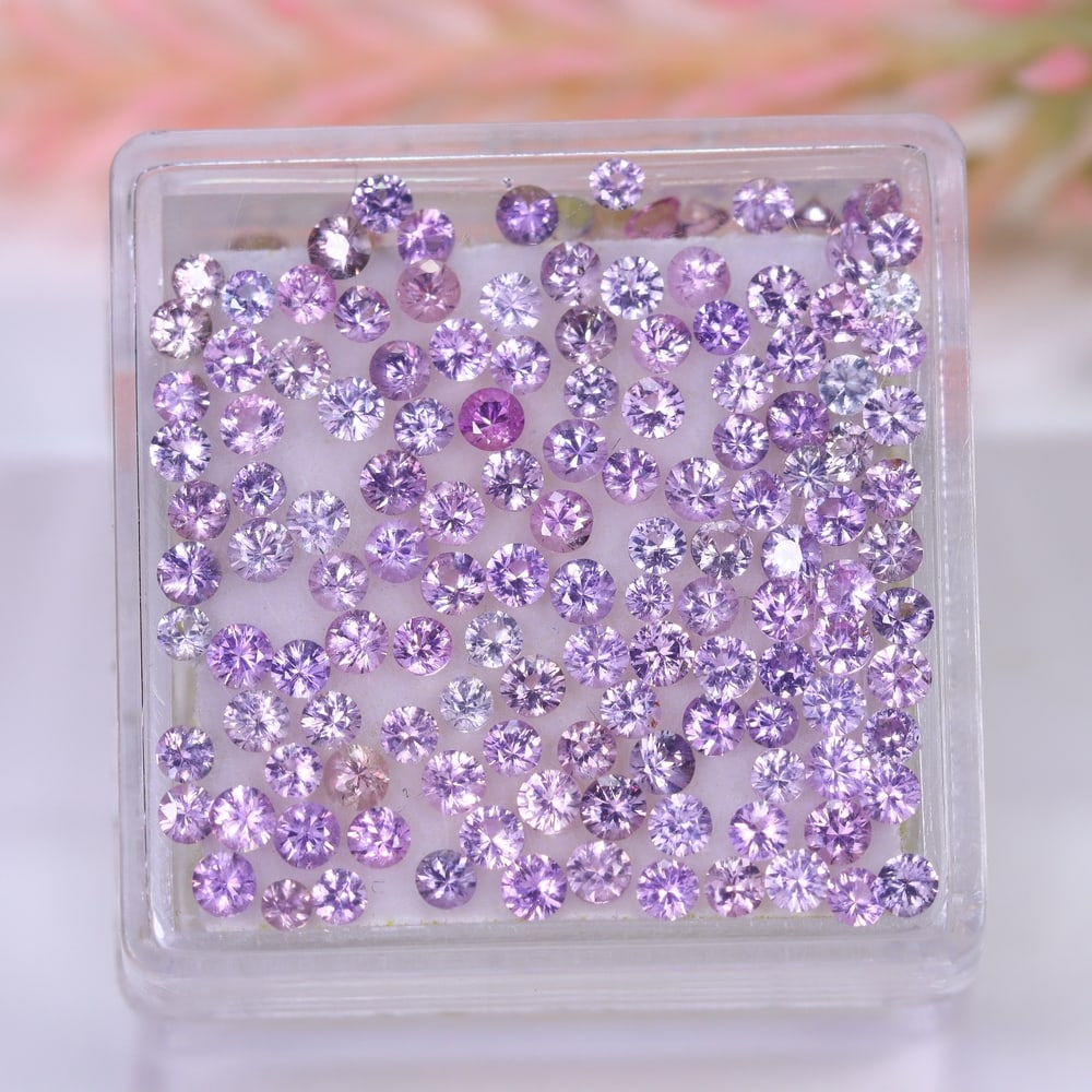 5.01Ct Pink Sapphire Set - 2.0mm Round Diamond Cut (1 of 2)