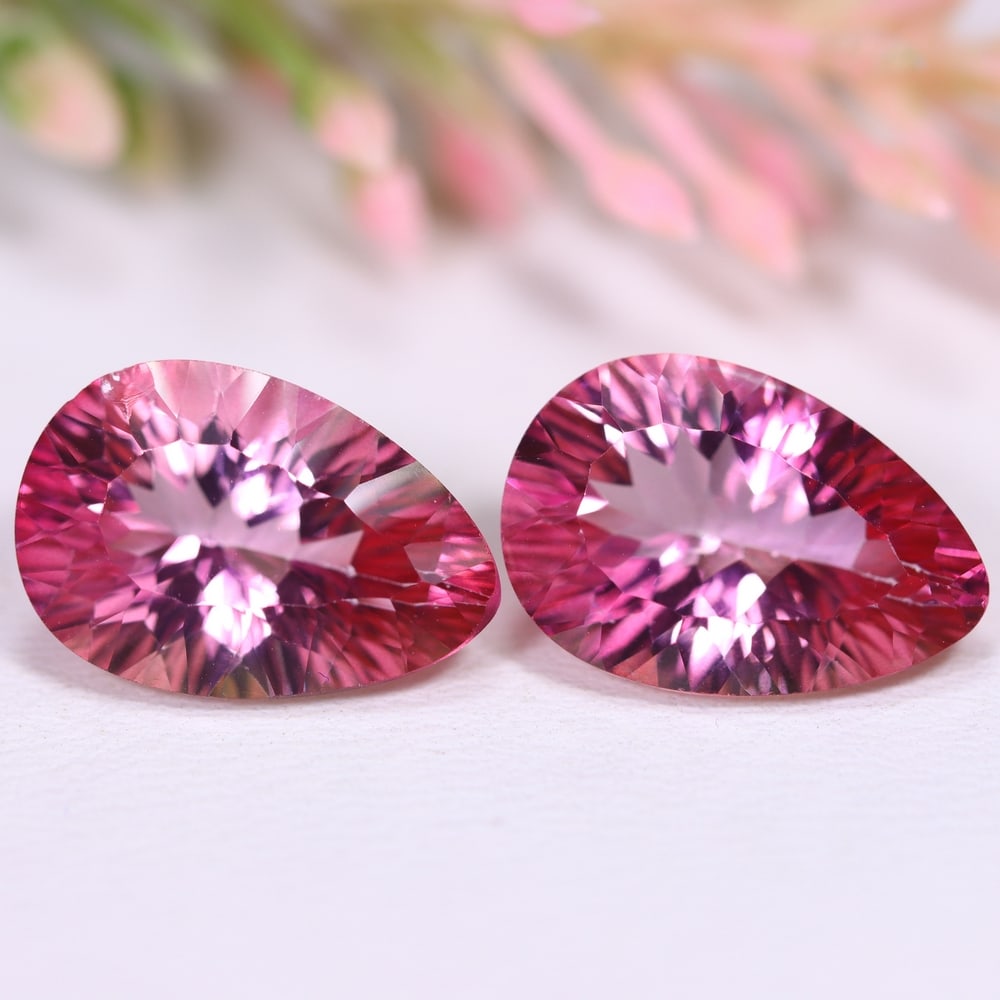 12.85Ct Special Cut Pink Topaz Pair - Polished Faceted (1 of 3)