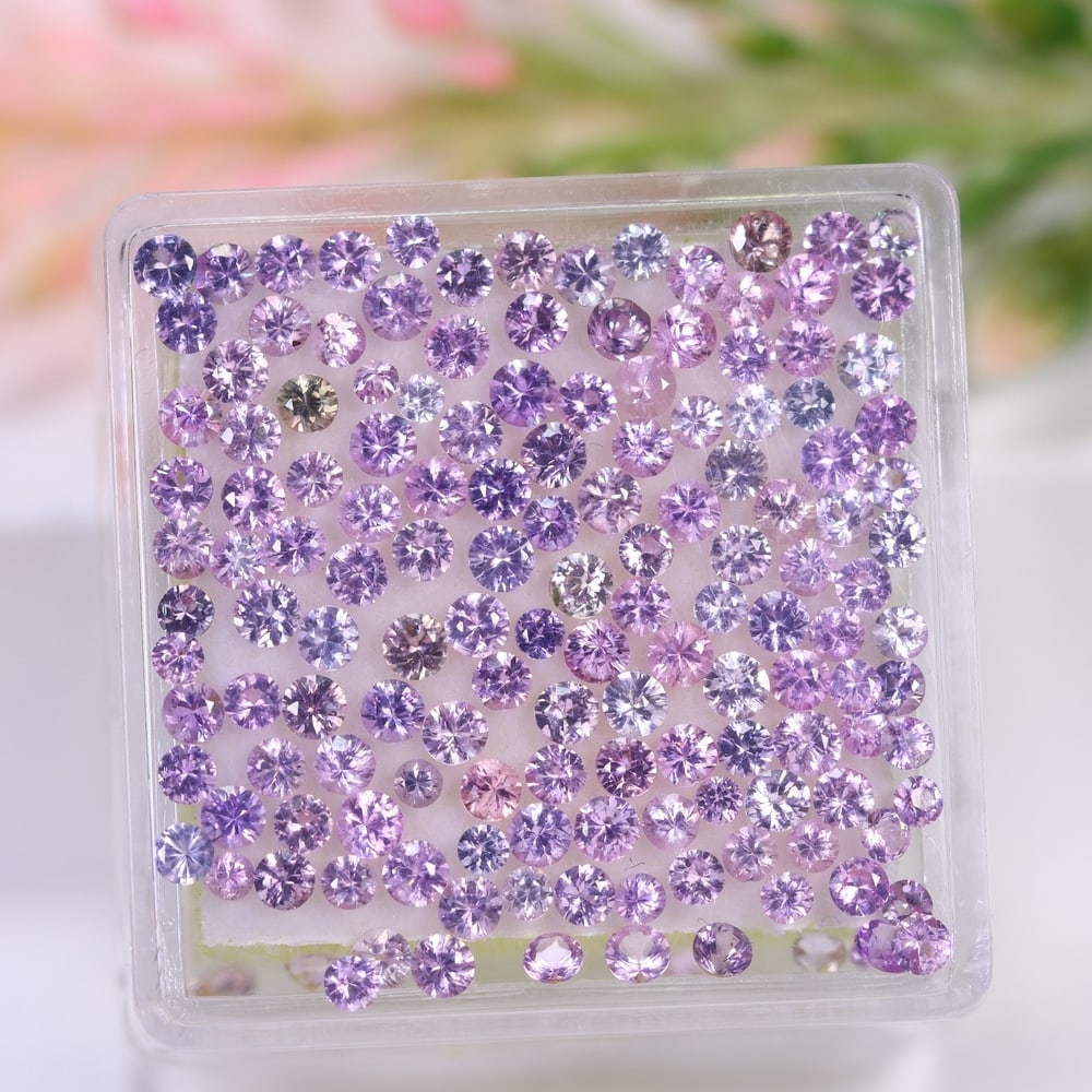 5.04Ct Pink Sapphire Set - 2.0mm Round Diamond Cut (1 of 2)