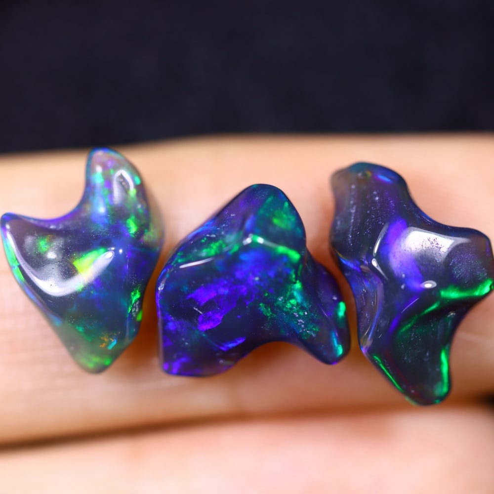 5.69Ct Natural Freeform Black Opal Set - 10x9x6mm - Polished Rough: Ksmith Jewels Global Welcome to our auction house, today auction brought to you by Ksmith Jewels Global based in Penang, Malaysia specialize in all kinds of opal and color gemstone both in manufacturi