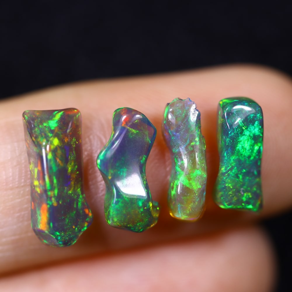 3.61Ct Natural Freeform Black Opal Set - 10x4x3mm - Polished Rough: Ksmith Jewels Global Welcome to our auction house, today auction brought to you by Ksmith Jewels Global based in Penang, Malaysia specialize in all kinds of opal and color gemstone both in manufacturi