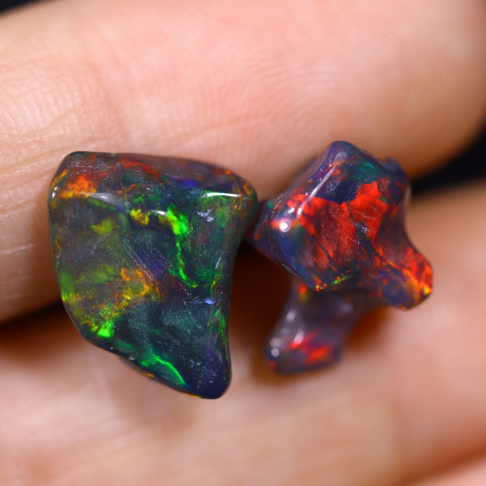 5.64Ct Natural Freeform Black Opal Set - 12x11x4mm - Polished Rough: Ksmith Jewels Global Welcome to our auction house, today auction brought to you by Ksmith Jewels Global based in Penang, Malaysia specialize in all kinds of opal and color gemstone both in manufacturi