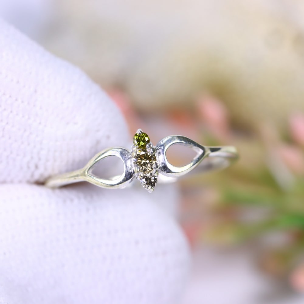 0.93g Natural Diamond Sterling Silver 925 Ring - Size US 5.5 - Total Diamond 0.07ct (1 of 2)