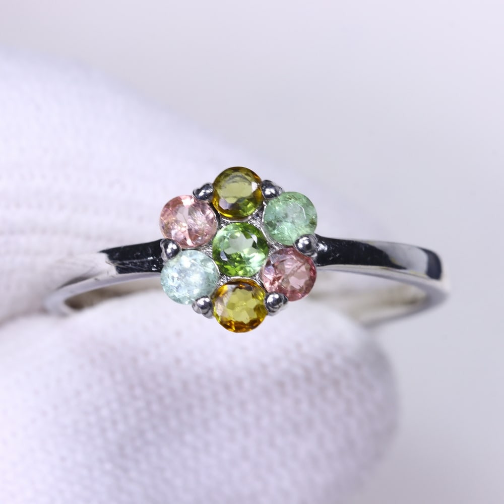 Ring US8.75 Tourmaline - 925 Sterling Silver - White Gold Plated (1 of 3)