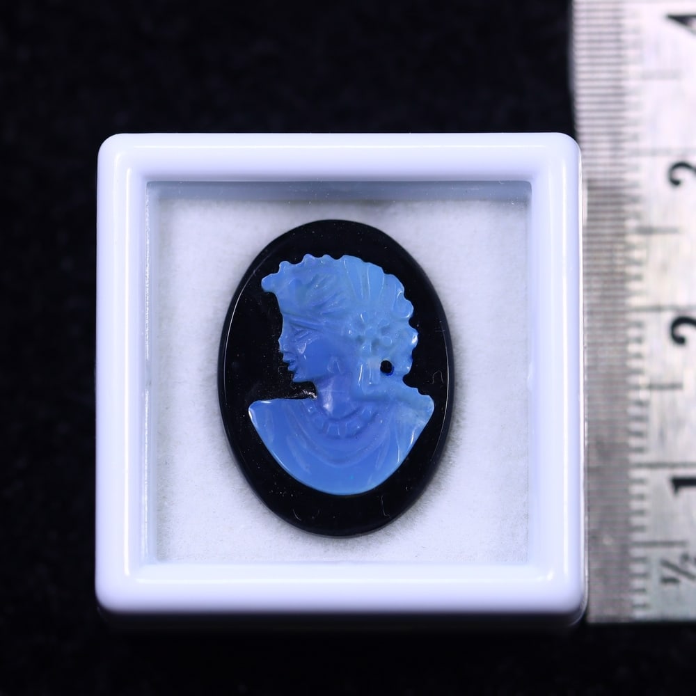 Natural Lightning Ridge Opal Carving on Black Onyx (1 of 2)