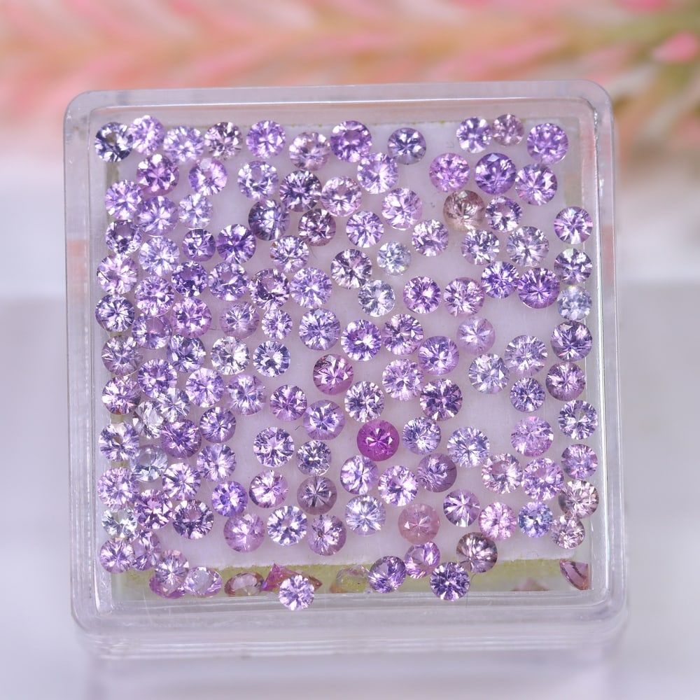 5.06Ct Pink Sapphire Set - 2.0mm Round Diamond Cut (1 of 2)