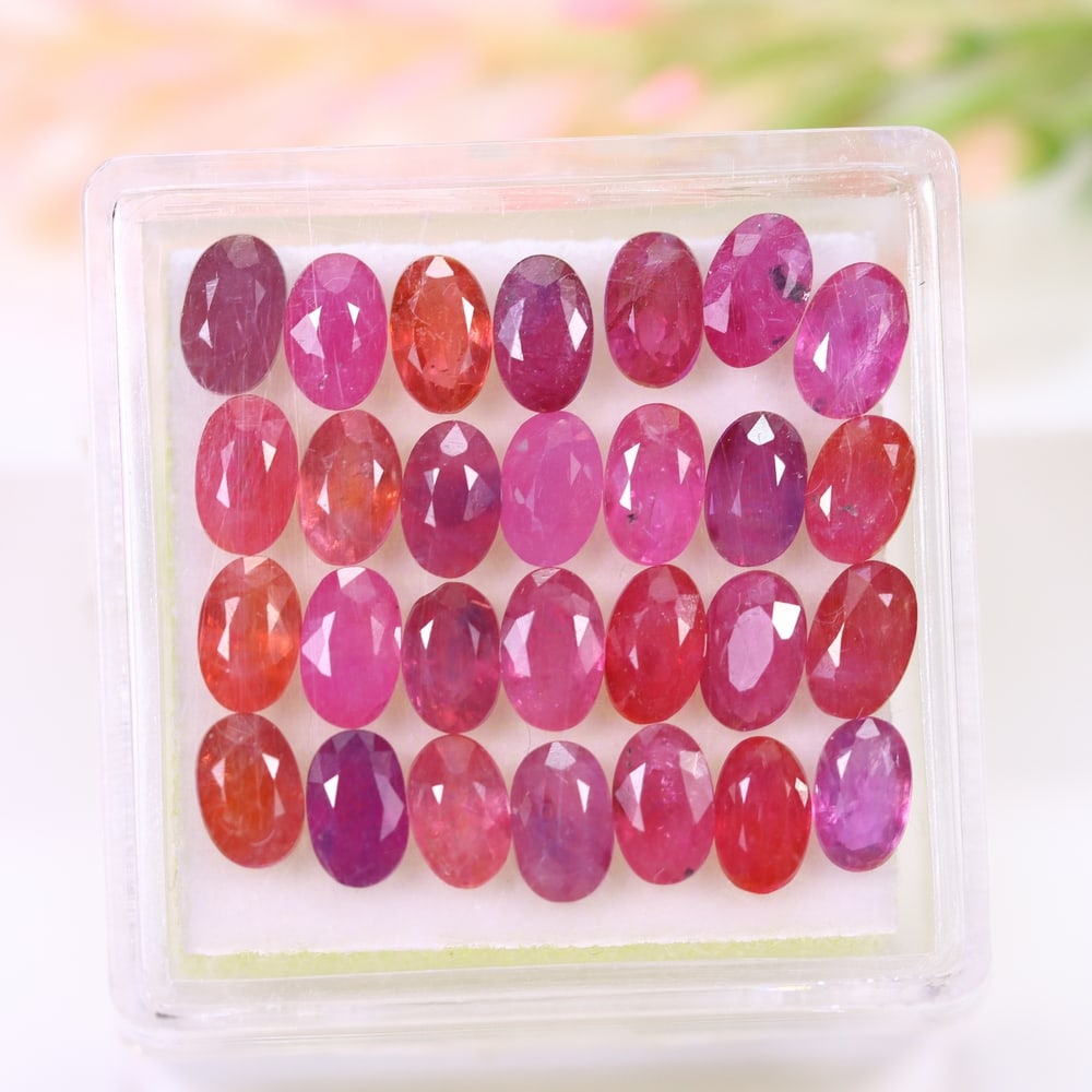 8.94Ct Red Ruby Set - Polished Faceted (1 of 2)