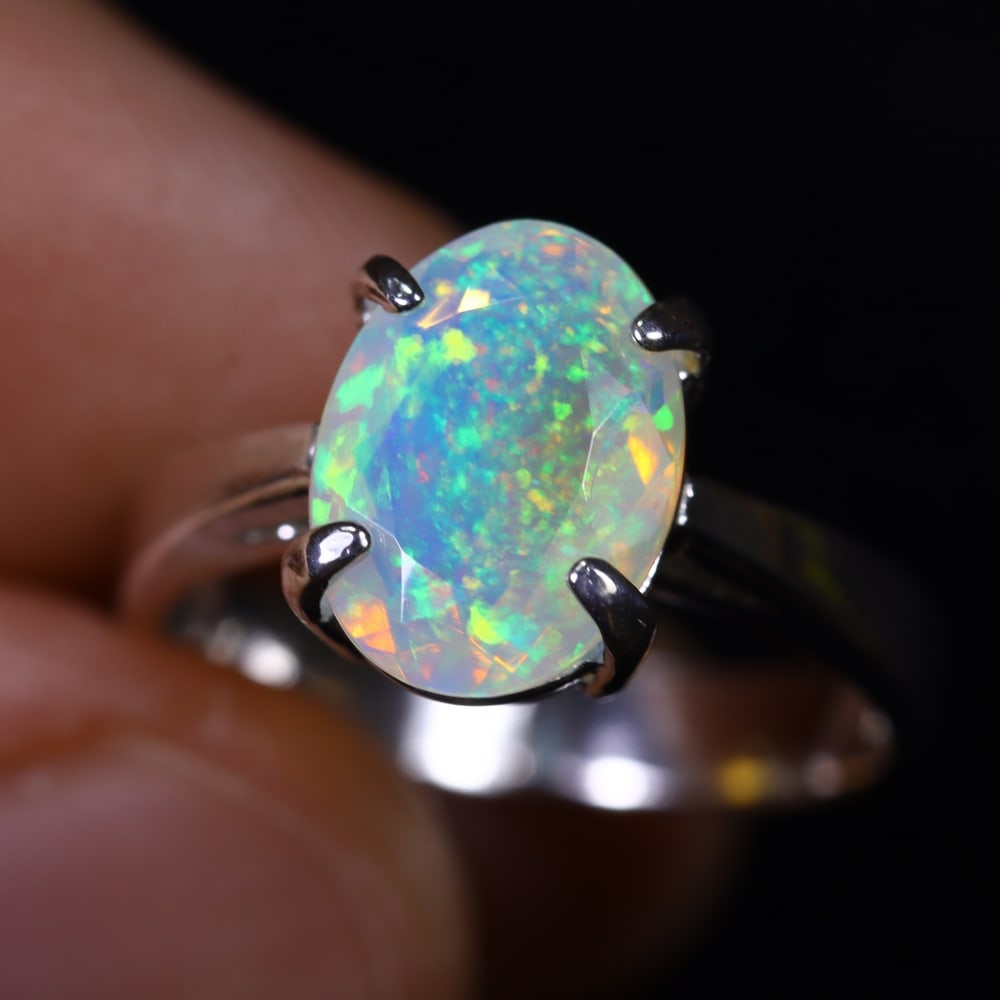 3.15g Natural Opal Stone Sterling Silver 925 Ring (Adjustable) (1 of 6)