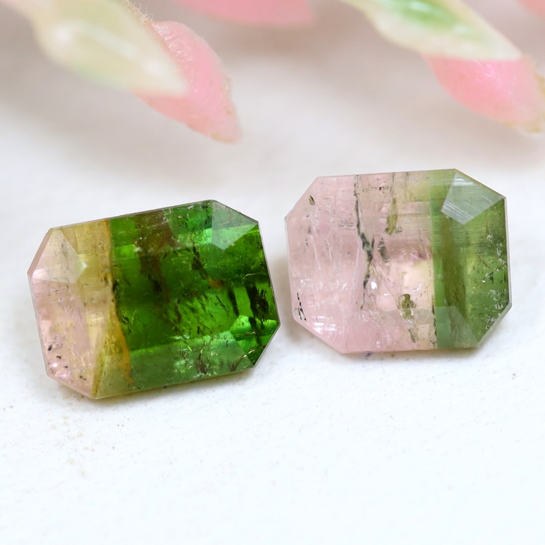 Tourmaline 1.40Ct Emerald Cut Natural Bi-Color Afghanistan Tourmaline Pair (1 of 2)