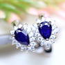 Total Weight 15.22Cts Natural Blue Sapphire & Zircon Earrings 925 Silver White Gold