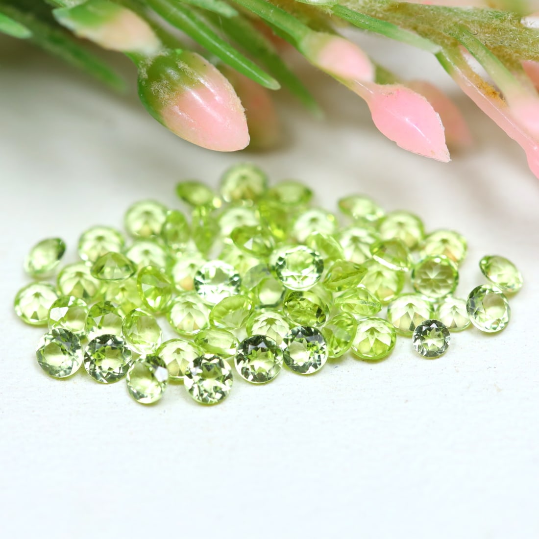 2MM 2.59Ct Natural Green Peridot Gemstone In Lots - Pakistan Gemstone - Round Gemstone: Ksmith Jewels Global Welcome to our auction house, today auction brought to you by Ksmith Jewels Global based in Penang, Malaysia specialize in all kinds of opal and color gemstone both in manufacturi