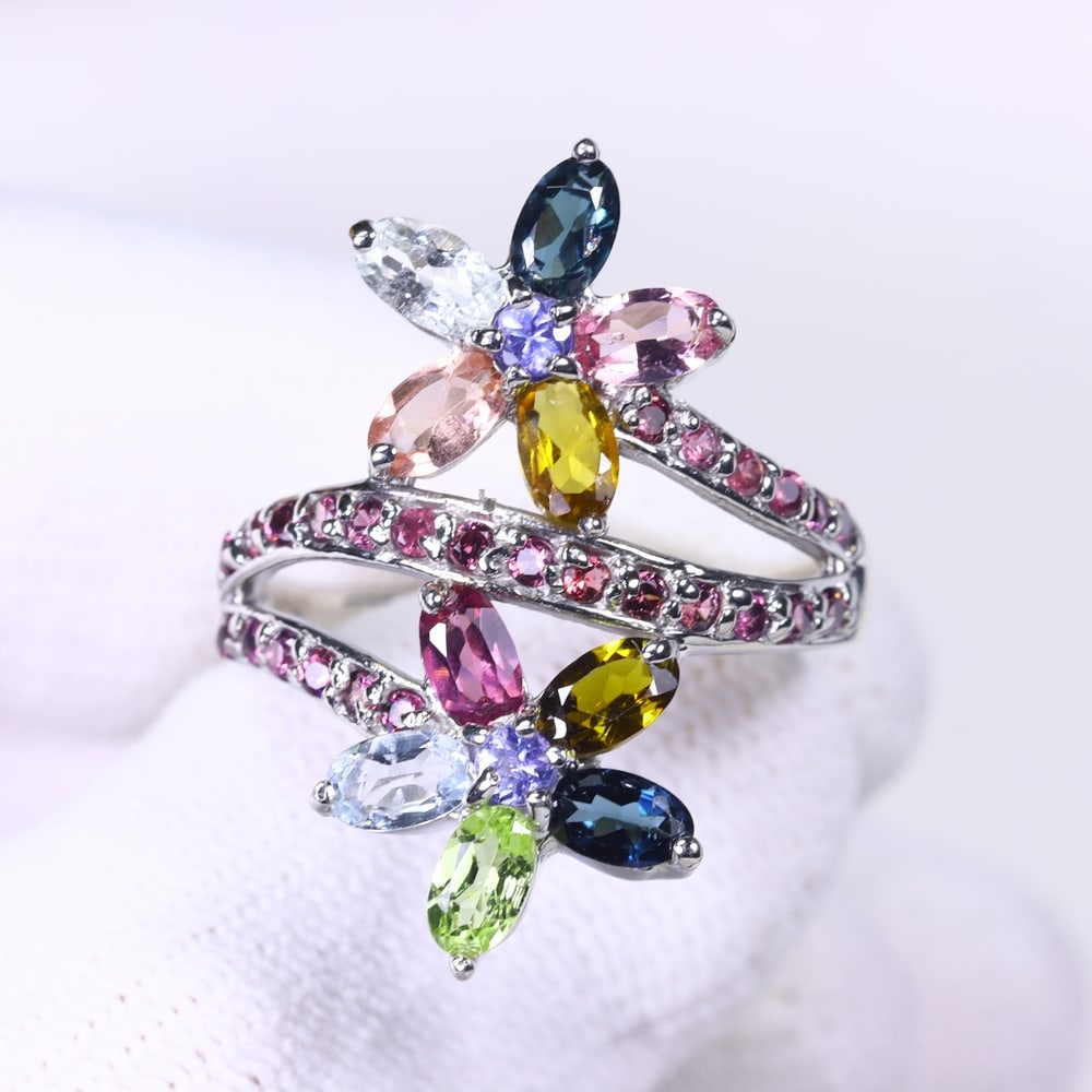 Ring US9 Tourmaline - 925 Sterling Silver - Plated 14k White Gold (1 of 4)