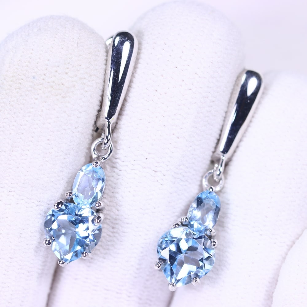 Earrings Sky Blue Topaz - 925 Sterling Silver: Ksmith Jewels Global Welcome to our auction house, today auction brought to you by Ksmith Jewels Global based in Penang, Malaysia specialize in all kinds of opal and color gemstone both in manufacturi
