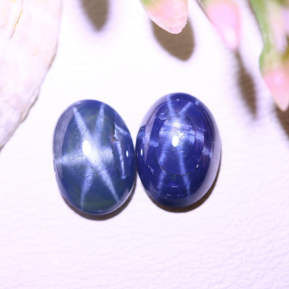 3.05Ct 6 Rays Blue Star Sapphire Pair - Polished Cabochon: Ksmith Jewels Global Welcome to our auction house, today auction brought to you by Ksmith Jewels Global based in Penang, Malaysia specialize in all kinds of opal and color gemstone both in manufacturi