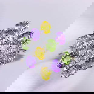 US6.75 Amethyst Citrine Peridot Ring - 925 Sterling Silver - Plated White Gold: Ksmith Jewels Global Welcome to our auction house, today auction brought to you by Ksmith Jewels Global based in Penang, Malaysia specialize in all kinds of opal and color gemstone both in manufacturi