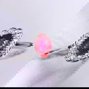 Ring US9 Ruby & White Topaz - 925 Sterling Silver - Plated 14k White Gold: Ksmith Jewels Global Welcome to our auction house, today auction brought to you by Ksmith Jewels Global based in Penang, Malaysia specialize in all kinds of opal and color gemstone both in manufacturi