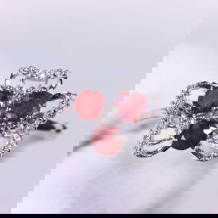 Ring US7.75 Ruby & Zircon - 925 Sterling Silver - White Gold Plated: Ksmith Jewels Global Welcome to our auction house, today auction brought to you by Ksmith Jewels Global based in Penang, Malaysia specialize in all kinds of opal and color gemstone both in manufacturi