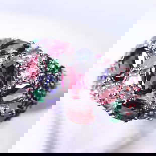 Ring US9 Rhodolite Garnet Emerald Tanzanite - 925 Sterling Silver - Plated 14K White Gold: Ksmith Jewels Global Welcome to our auction house, today auction brought to you by Ksmith Jewels Global based in Penang, Malaysia specialize in all kinds of opal and color gemstone both in manufacturi