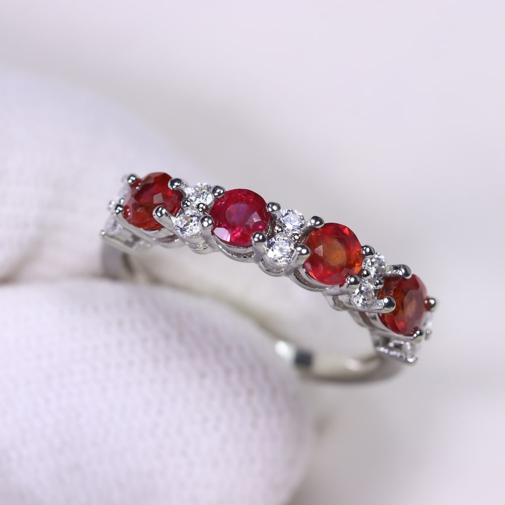 Ring US5.5 Ruby - 925 Sterling Silver - Plated 14k White Gold (1 of 4)