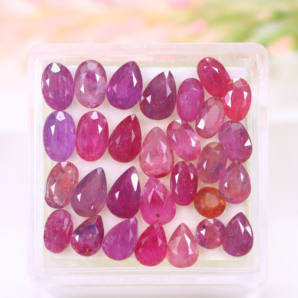 10.86Ct Red Ruby Set - Polished Faceted (1 of 2)