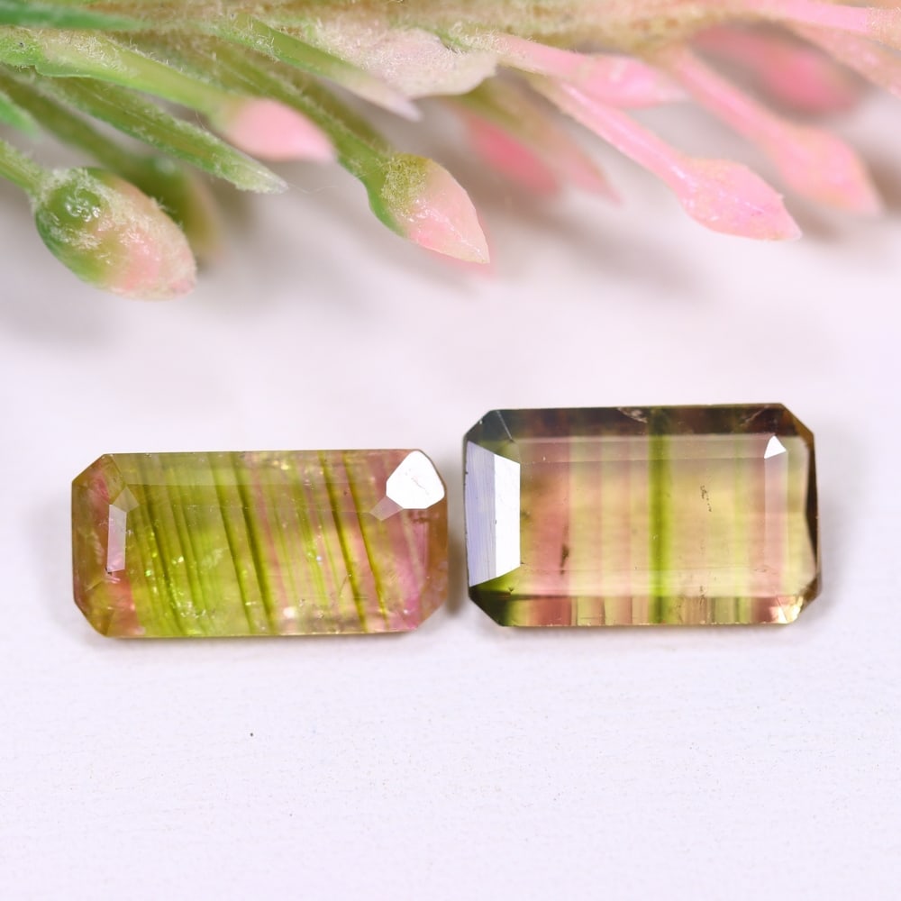 4.31cts Natural Watermelon Tourmaline Set - Bi-Colour Faceted Cut: Ksmith Jewels Global Welcome to our auction house, today auction brought to you by Ksmith Jewels Global based in Penang, Malaysia specialize in all kinds of opal and color gemstone both in manufacturi