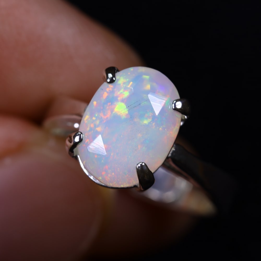 3.23g Natural Opal Stone Sterling Silver 925 Ring (Adjustable) (1 of 6)