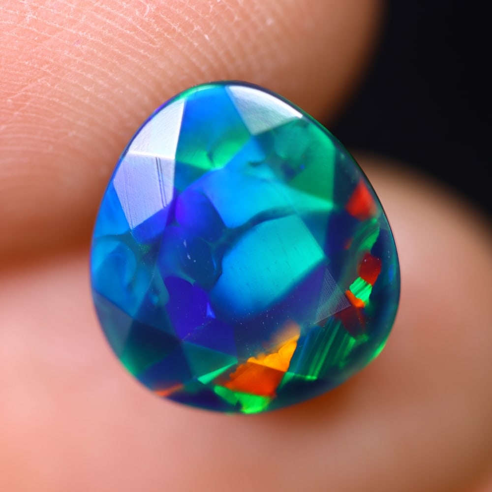 2.59Ct Welo Black Opal - Ethiopian Opal - Faceted Polished (1 of 7)